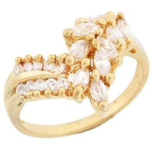   10k Yellow Gold Round and Marquise CZ Unique anniversary Ring Jewelry
