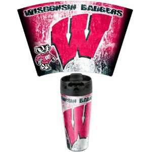  NCAA Wisconsin Badgers 16 Ounce Travel Mug Sports 