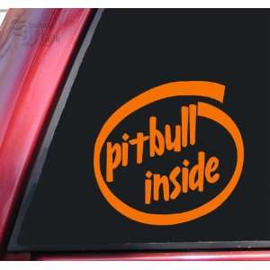  Pit Bull / Pitbull Inside Vinyl Decal Sticker   Orange 