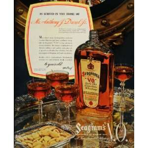  1936 Ad Seagram VO Whiskey Canadian Anthony Drexel Fine 