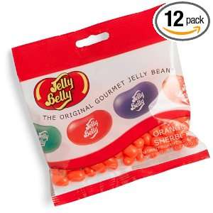 Jelly Belly Orange Sherbet Jelly Beans, 3.5 Ounce Bags (Pack of 12 