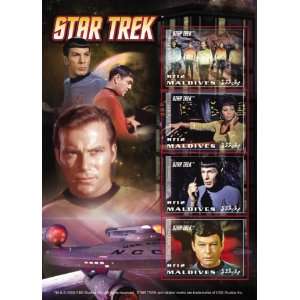 Star Trek   Kirk, Spock, McCoy, Uhura   Mint Souvenir Sheet Postage 