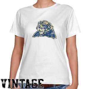 NCAA Pitt Panthers Ladies White Distressed Logo Vintage Classic Fit T 