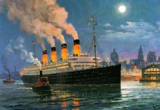 Aquitania of 1914, Cunard Lines big four stacker, NY  