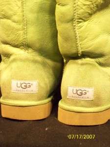 Authentic Ugg Lime Green Womens size 8 Classic Short Boots  