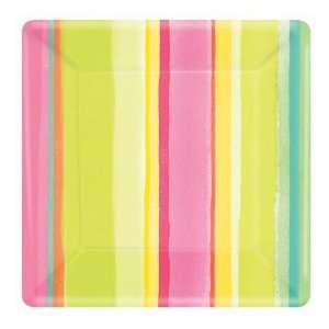  Sunny Stripe Pink Square Banquet Dinner Plates: Health 