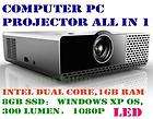 LS Intel D525 1.8Ghz CPU 1GB Ram 8GB SSD 300 Lumen Remote Control PC 