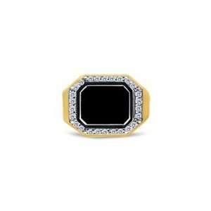  0.25 CT DIAMOND BEZEL MENS ONYX RING 10.0 Jewelry