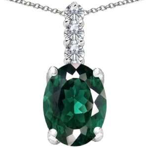   Created Oval Emerald and Diamond Pendant(Metalyellow g Jewelry
