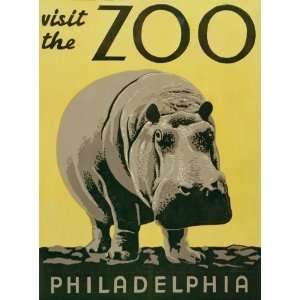  Vintage WPA Philadelphia Zoo Poster Print   24 X 18 