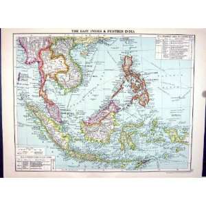  Cassell Antique Map 1920 India Philippine Malay States Sumatra 