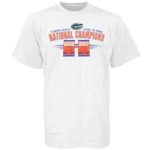 Florida Gators White 2007 NCAA Back2Back National Champions T Shirt