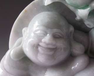 Old Chinese Jadeite Jade Carving Happy Buddha Statue  