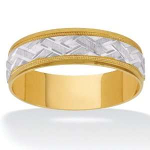   Jewelry 10K Tutone Gold Mens Weave Style Wedding Band: Jewelry
