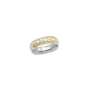 ZALES Diamond Cut X Band in Sterling Silver and 14K Gold   Size 10 Men 