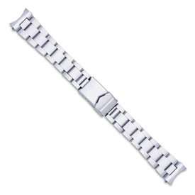  18 20mm Slvr tone Oyster Style w/Deploy Solid Watch Band Jewelry