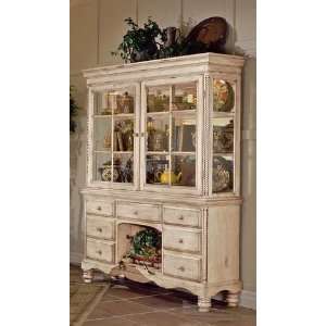  China Cabinet Buffet Hutch in Antique White Finish