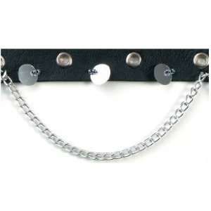  Faux Leather Chain Trim   Black, Silver   3/4in 