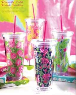 LILLY PULITZER TUMBLER w/ STRAW NICE TO SEE YOU Reusable 20 z Acrylic 