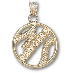   Rangers MLB Pierced Baseball Pendant (Gold Plated)
