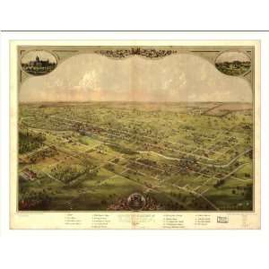 Historic Lansing, Michigan, c. 1866 (M) Panoramic Map Poster Print 