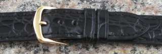 17mm OMEGA DeVille NOS Watch Band Black Crocodile Grain Leather Strap 