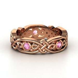  Alhambra Band, 14K Rose Gold Ring with Pink Sapphire: Jewelry