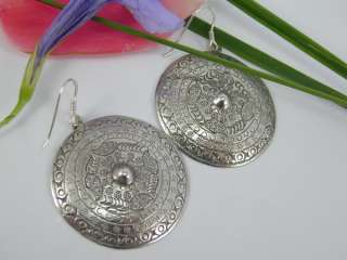 Thai Ancient Hill Tribe 95% pure silver BIG Earrings  