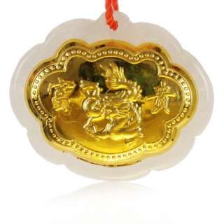 24K Gold & Jade Chinese Zodiac Dragon Pendant KP012  