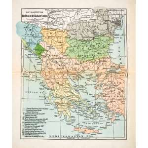  1923 Print Map Rise Balkan State Asia Minor Bosnia Servia Bulgaria 