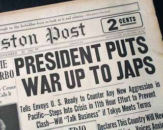 Pre PEARL HARBOR Japan Tensions in 1941 WWII Newspaper  