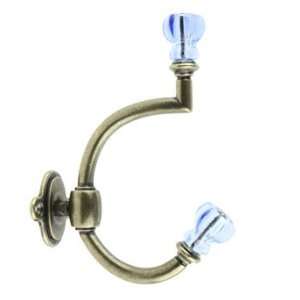  Ice Blue Glass & Antique Brass Coat Hook: Office Products