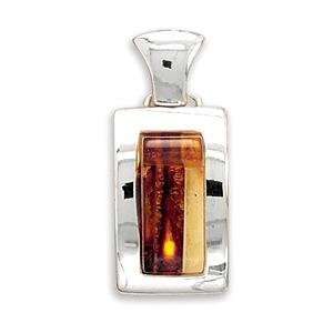  Baltic Amber Mosaic Inlay Polished Sterling Silver Pendant 