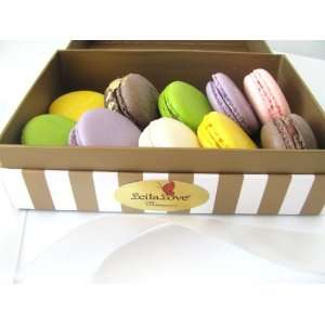 Leilalove Macaron 10 Quantities, 5 flavores,Gold box, we already gift 
