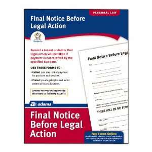  Adams Final Notice Before Legal Action Form, 8.5 x 11 Inch 