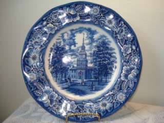 England Liberty Blue Independence Hall Dinner Plate  