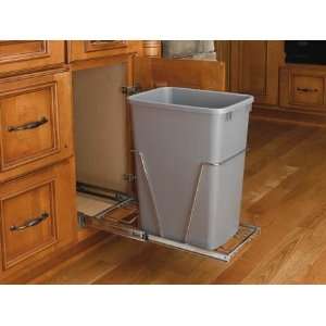   Single Pull Out Chrome with Metallic Waste Container, Metallic Silver