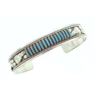  Zuni Sterling silver Turquoise Needlepoint Womens Bracelet Jewelry