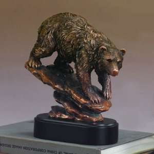  Bear on Rock Bronze Finish Statue with Base, 9.5 inches H 