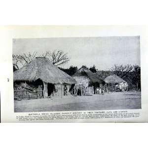   c1920 GUATEMALA INDIAN VILLAGERS THATCHED HUTS LINHAYS