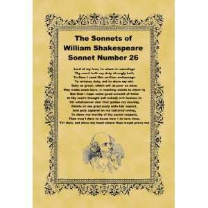   A4 Size Parchment Poster Shakespeare Sonnet Number 26: Home & Kitchen