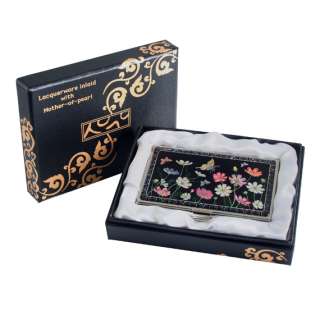   of Pearl Cosmos Flower Design Business Credit Name ID Card Holder Case