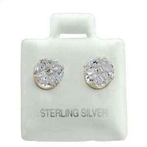 ZilverZoom RICZ100 9MM Sterling Silver Cz 9mm Round Invisible Studs