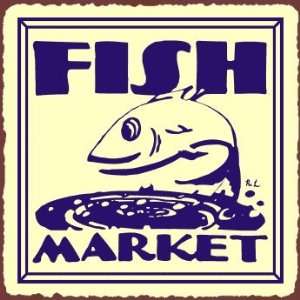  Fish Market Vintage Metal Art Beach Seafood Retro Tin Sign 