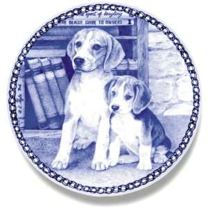  Beagle & Puppy Danish Blue Porcelain Plate