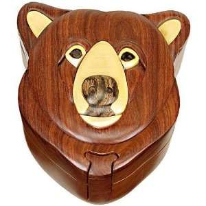  Bear Head   Secret Wooden Puzzle Box: Toys & Games