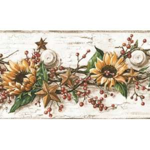    Sunflower Berries Tin Stars Peg Wallpaper Border