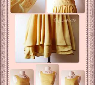 NEW Mustard Yellow Sleeveless Full Flare Skirt Ruffle Sham Classic MOD 