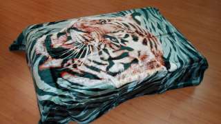 Tiger Head Green Q Korean Mink Blanket Solaron B222  