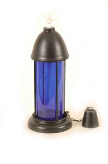 12 Inch Black W/blue Glass Table Torch  